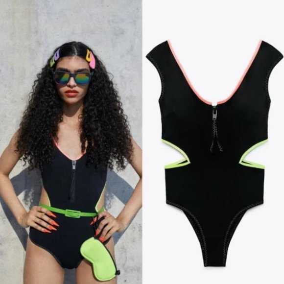 Zara Other - NWT Zara Neon Cut Out One Piece Swimsuit